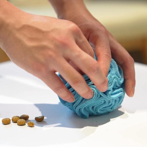 Puppy and Small Breed Snuffle Interactive Foraging Dog Puzzle Ball Toy Blue - Picture 4 of 9